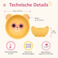 RICE Melaminschale Bär mit Blumenbrille – BPA-freie Kinderschale Ø ca. 12,5 cm