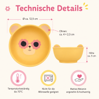 RICE Melaminschale Bär mit Blumenbrille – BPA-freie Kinderschale Ø ca. 12,5 cm