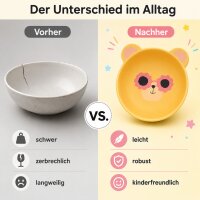 RICE Melaminschale Bär mit Blumenbrille – BPA-freie Kinderschale Ø ca. 12,5 cm