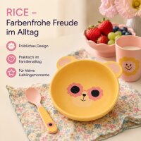 RICE Melaminschale Bär mit Blumenbrille – BPA-freie Kinderschale Ø ca. 12,5 cm