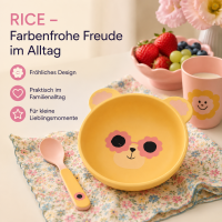 RICE Melaminschale Bär mit Blumenbrille – BPA-freie Kinderschale Ø ca. 12,5 cm