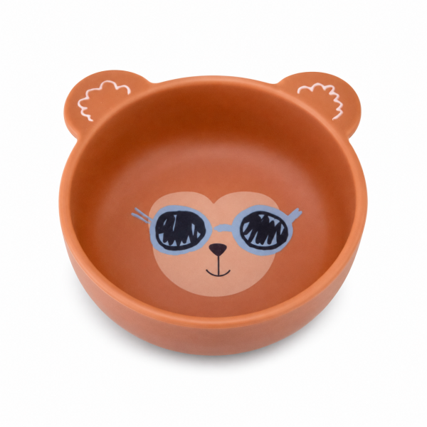 RICE Melaminschale Bär mit blauer Brille – 350 ml Schale aus BPA-freiem Melamin