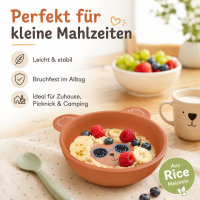 RICE Melaminschale Bär mit blauer Brille – 350 ml Schale aus BPA-freiem Melamin