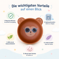 RICE Melaminschale Bär mit blauer Brille – 350 ml Schale aus BPA-freiem Melamin