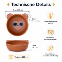 RICE Melaminschale Bär mit blauer Brille – 350 ml Schale aus BPA-freiem Melamin