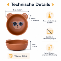 RICE Melaminschale Bär mit blauer Brille – 350 ml Schale aus BPA-freiem Melamin