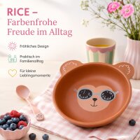 RICE Melaminschale Bär mit blauer Brille – 350 ml Schale aus BPA-freiem Melamin