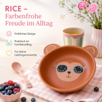 RICE Melaminschale Bär mit blauer Brille – 350 ml Schale aus BPA-freiem Melamin