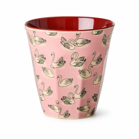 RICE Melaminbecher Swan Print rosa 250 ml – Kinderbecher mit Schwanenmotiv
