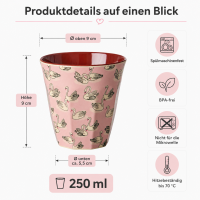 RICE Melaminbecher Swan Print rosa 250 ml – Kinderbecher mit Schwanenmotiv