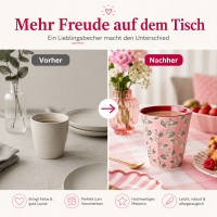 RICE Melaminbecher Swan Print rosa 250 ml – Kinderbecher mit Schwanenmotiv