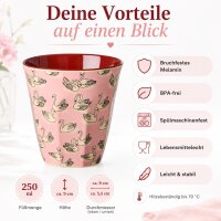 RICE Melaminbecher Swan Print rosa 250 ml – Kinderbecher mit Schwanenmotiv