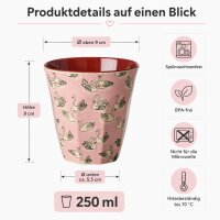 RICE Melaminbecher Swan Print rosa 250 ml – Kinderbecher mit Schwanenmotiv