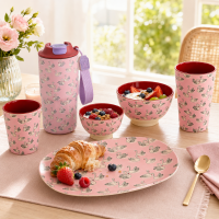 RICE Melaminbecher Swan Print rosa 250 ml – Kinderbecher mit Schwanenmotiv