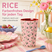 RICE großer Melaminbecher Swan Print rosa 400 ml – Kinderbecher mit Schwanenmotiv