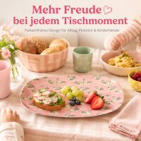 RICE ovaler Melaminteller Swan Print Pink 30 cm – rosa Melaminplatte