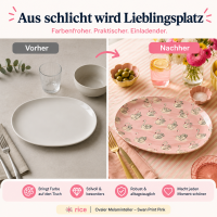 RICE ovaler Melaminteller Swan Print Pink 30 cm – rosa Melaminplatte