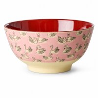 RICE Melaminschale Swan Print rosa 700 ml – Schale mit Schwanenmotiv
