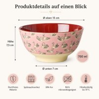 RICE Melaminschale Swan Print rosa 700 ml – Schale mit Schwanenmotiv