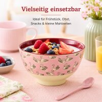 RICE kleine Melaminschale Swan Print Pink 300 ml – rosa Schale mit Schwanenmotiv