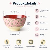 RICE kleine Melaminschale Swan Print Pink 300 ml – rosa Schale mit Schwanenmotiv