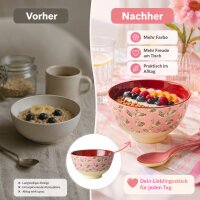 RICE kleine Melaminschale Swan Print Pink 300 ml – rosa Schale mit Schwanenmotiv