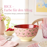 RICE kleine Melaminschale Swan Print Pink 300 ml – rosa Schale mit Schwanenmotiv