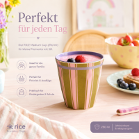 RICE Medium Melaminbecher Streifenmuster olivgrün rosa lila – 250 ml