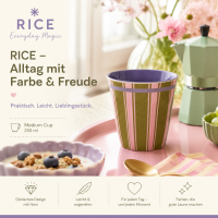 RICE Medium Melaminbecher Streifenmuster olivgrün rosa lila – 250 ml
