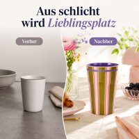RICE großer Melaminbecher Streifenmuster olivgrün rosa lila – 400 ml