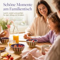 RICE Melaminschüssel Streifenmuster olivgrün rosa lila – Mittel, 700 ml