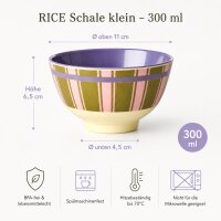 RICE Melaminschüssel Streifenmuster olivgrün rosa lila – Klein, 300 ml