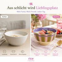 RICE Melaminschüssel Streifenmuster olivgrün rosa lila – Klein, 300 ml