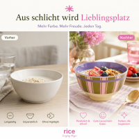 RICE Melaminschüssel Streifenmuster olivgrün rosa lila – Klein, 300 ml