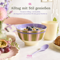 RICE Melaminschüssel Streifenmuster olivgrün rosa lila – Klein, 300 ml