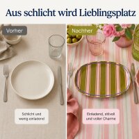 RICE rechteckiger Melaminteller Streifenmuster olivgrün rosa lila – 30 cm