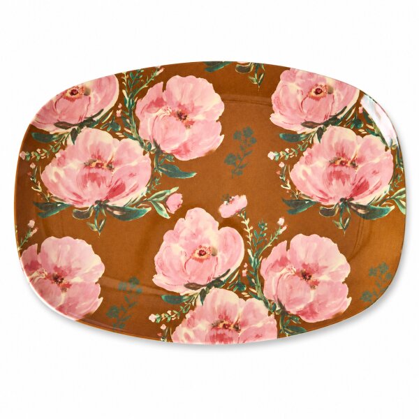 RICE rechteckiger Melaminteller Fiesta Rose braun rosa – 30 cm