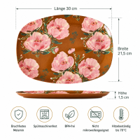 RICE rechteckiger Melaminteller Fiesta Rose braun rosa – 30 cm