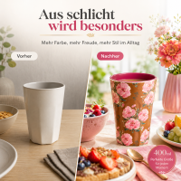 RICE großer Melaminbecher Fiesta Rose braun rosa – 400 ml