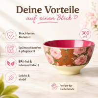 RICE Kleine Melaminschale Fiesta Rose braun rosa – 300 ml