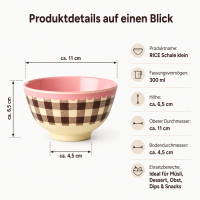 RICE Kleine Melaminschale Check Me Out braun rosa – 300 ml