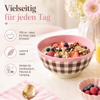 RICE Melaminschale „Check Me Out“ 700 ml – kariert in Rosa/Braun