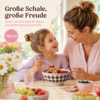 RICE Melaminschale „Check Me Out“ 700 ml – kariert in Rosa/Braun