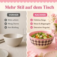 RICE Melaminschale „Check Me Out“ 700 ml – kariert in Rosa/Braun