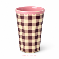 RICE Melaminbecher „Check Me Out“ 400 ml – kariert in Rosa/Braun