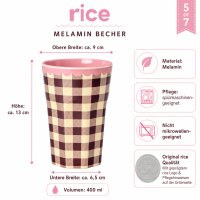 RICE Melaminbecher „Check Me Out“ 400 ml – kariert in Rosa/Braun