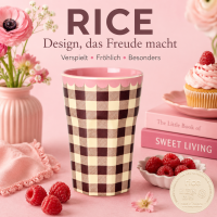 RICE Melaminbecher „Check Me Out“ 400 ml – kariert in Rosa/Braun