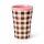 RICE Melaminbecher „Check Me Out“ 400 ml – kariert in Rosa/Braun