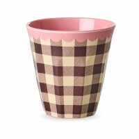 RICE Melaminbecher „Check Me Out“ 250 ml – kariert in Rosa/Braun