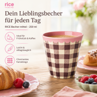 RICE Melaminbecher „Check Me Out“ 250 ml – kariert in Rosa/Braun